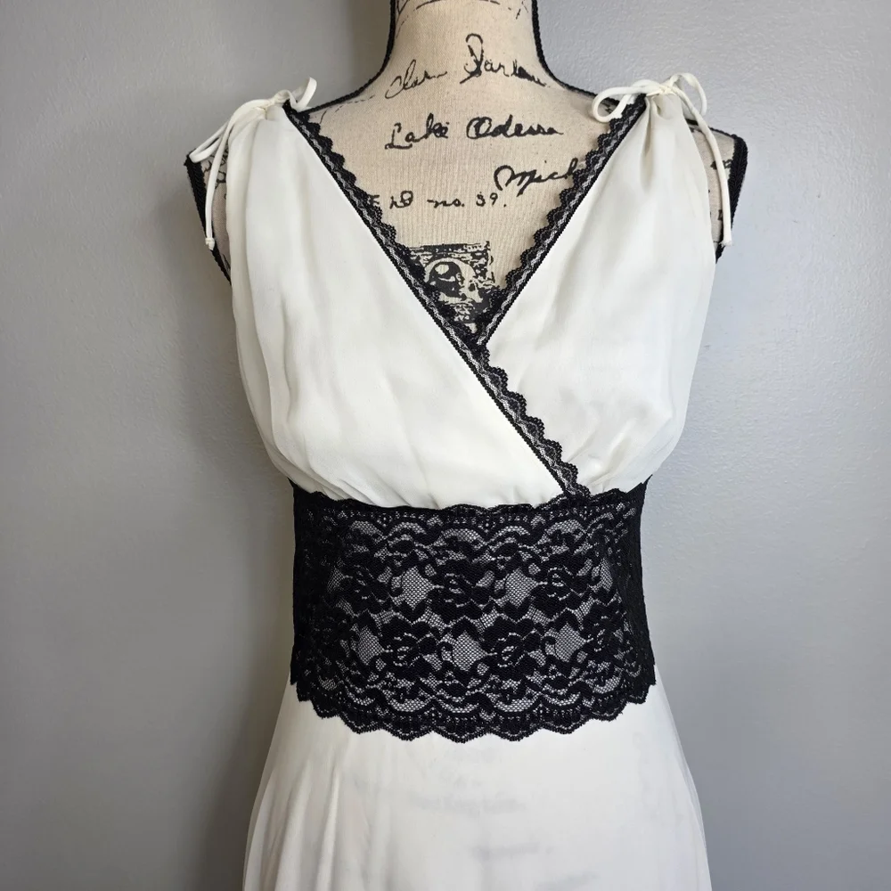Y2k connected gith witchy white and black lace flowy midi dress sz 6 - Picture 6 of 7